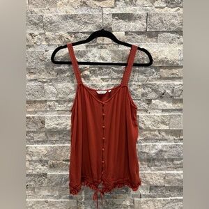 Rust Button Front Tank Top Size XL
